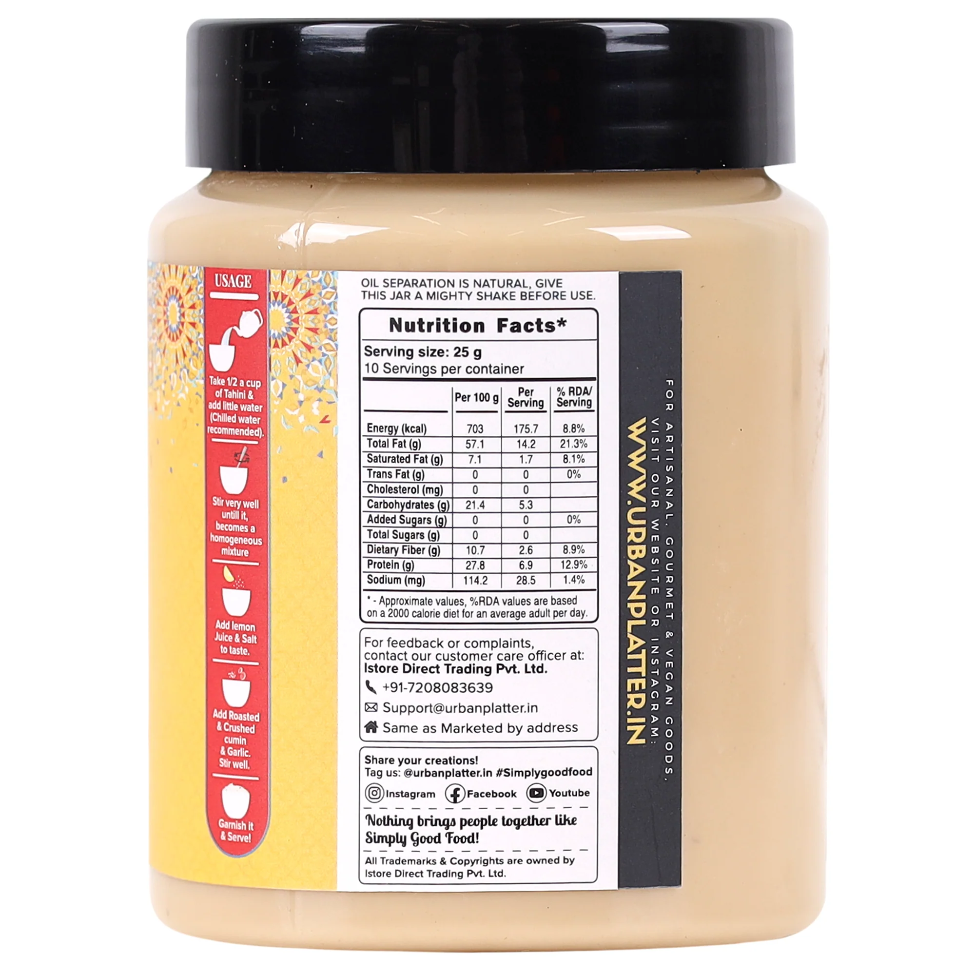 Tahini Paste, 250g (Smooth & Creamy White Sesame Paste, No Additives, Ideal for Hummus, Shawarma Sauce, Baba Ghanoush & Salad Dressings) - Image 3