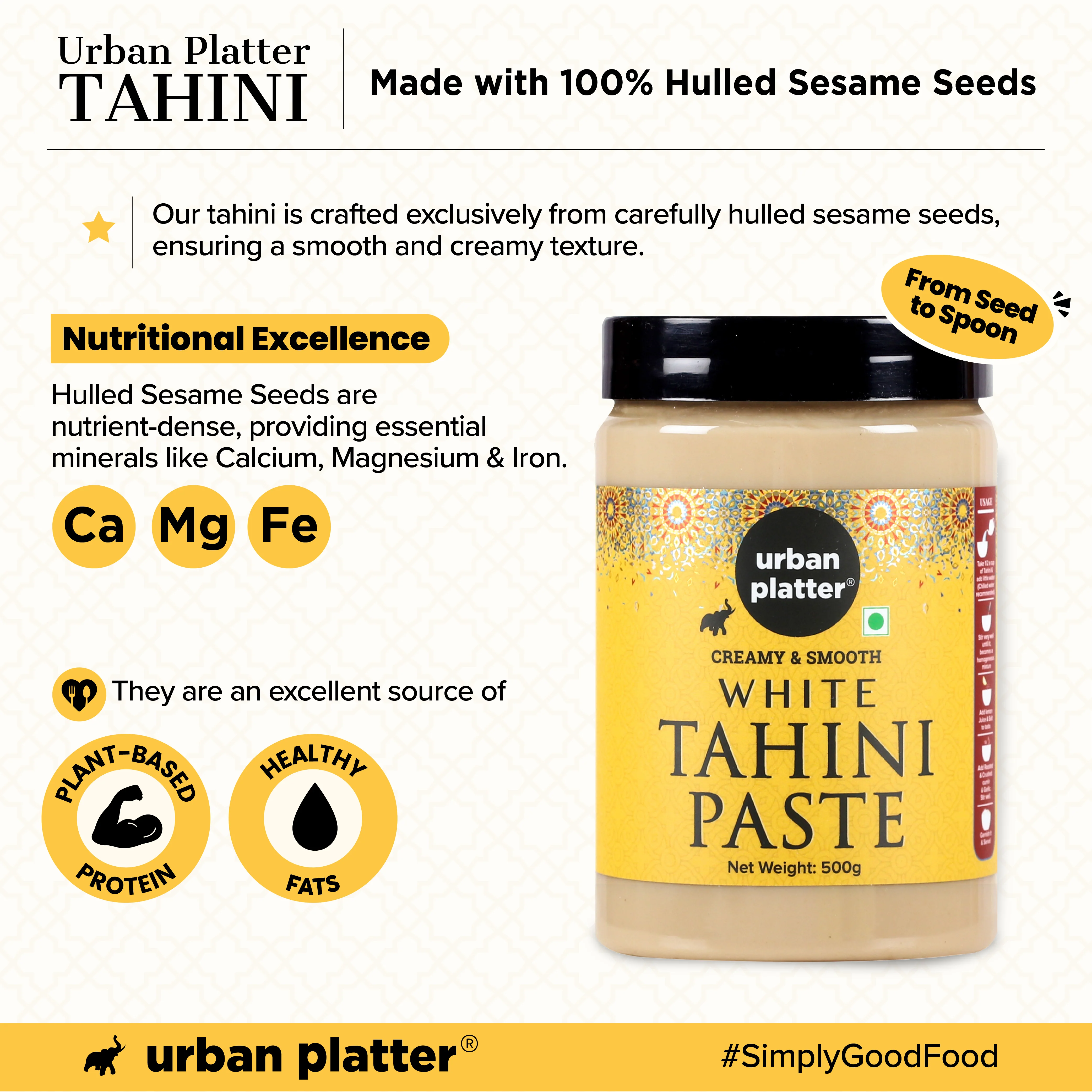Tahini Paste, 250g (Smooth & Creamy White Sesame Paste, No Additives, Ideal for Hummus, Shawarma Sauce, Baba Ghanoush & Salad Dressings) - Image 4