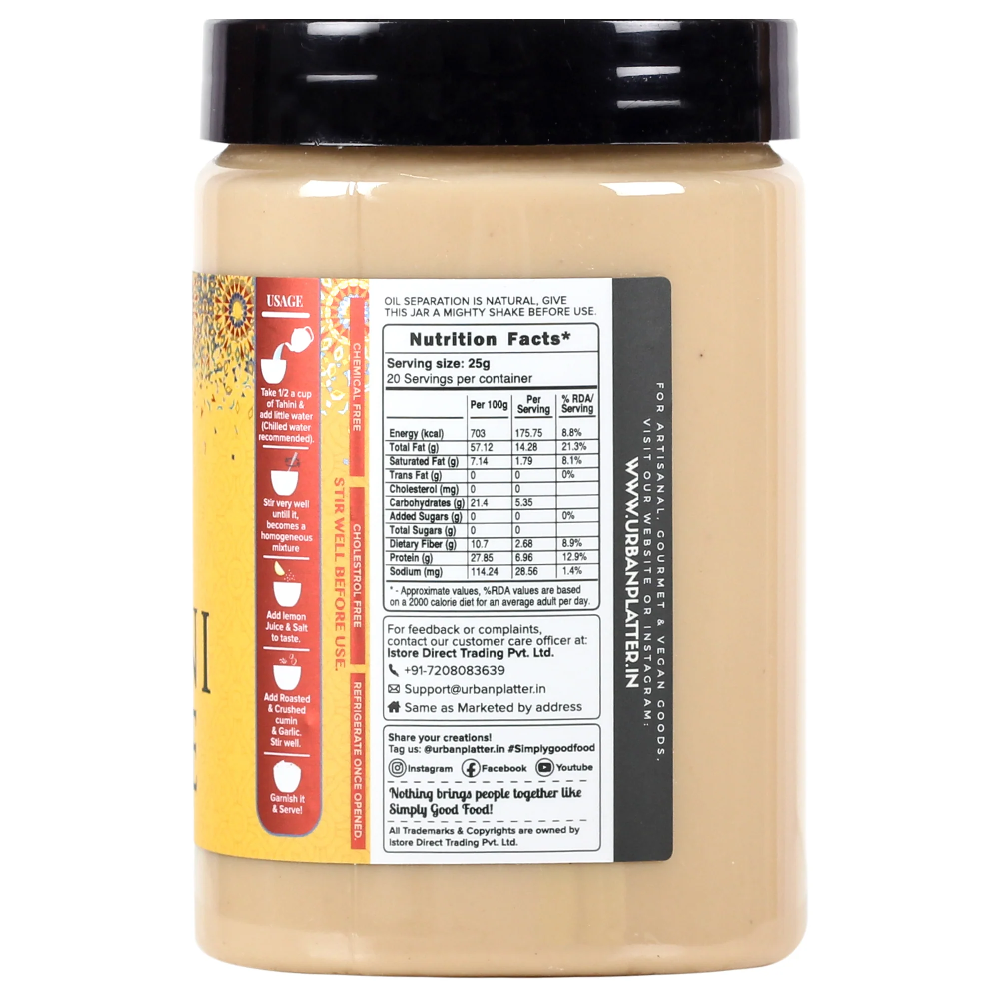 Tahini Paste, 500g (Smooth & Creamy White Sesame Paste, No Additives, Ideal for Hummus, Shawarma Sauce, Baba Ghanoush & Salad Dressings) - Image 3