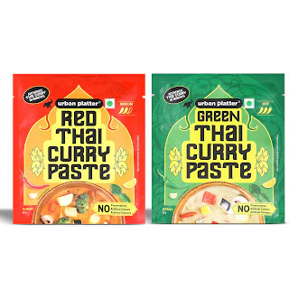 Thai Curry Paste Combo Pack – Red & Green Thai Curry Pastes, 50g Each (Pack of 2) | Plant-Based | Medium Spicy | Serves 2–3 per Pack | No Preservatives, Colours or Flavours