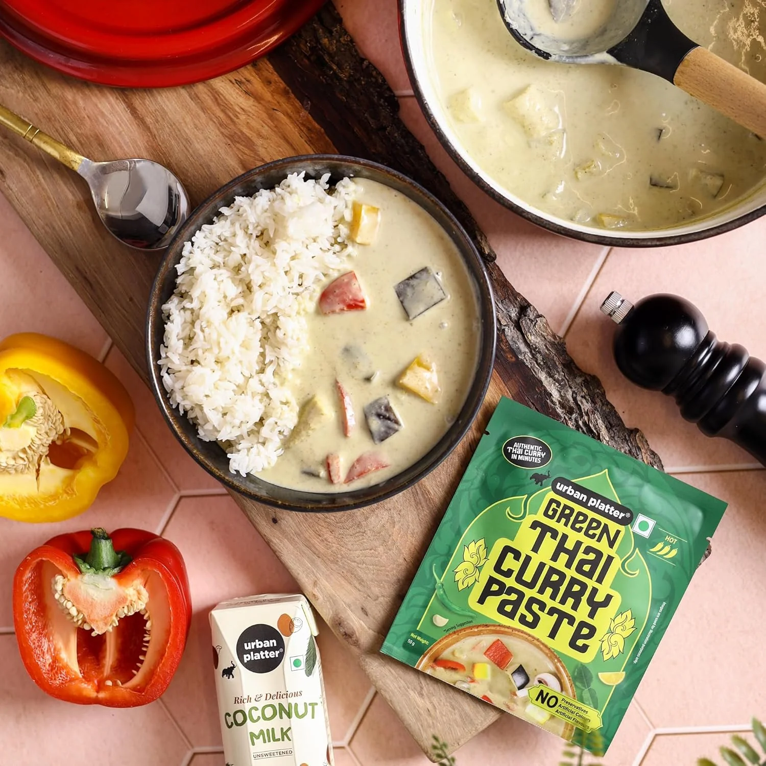Thai Curry Paste Combo Pack – Red & Green Thai Curry Pastes, 50g Each (Pack of 2) | Plant-Based | Medium Spicy | Serves 2–3 per Pack | No Preservatives, Colours or Flavours - Image 3