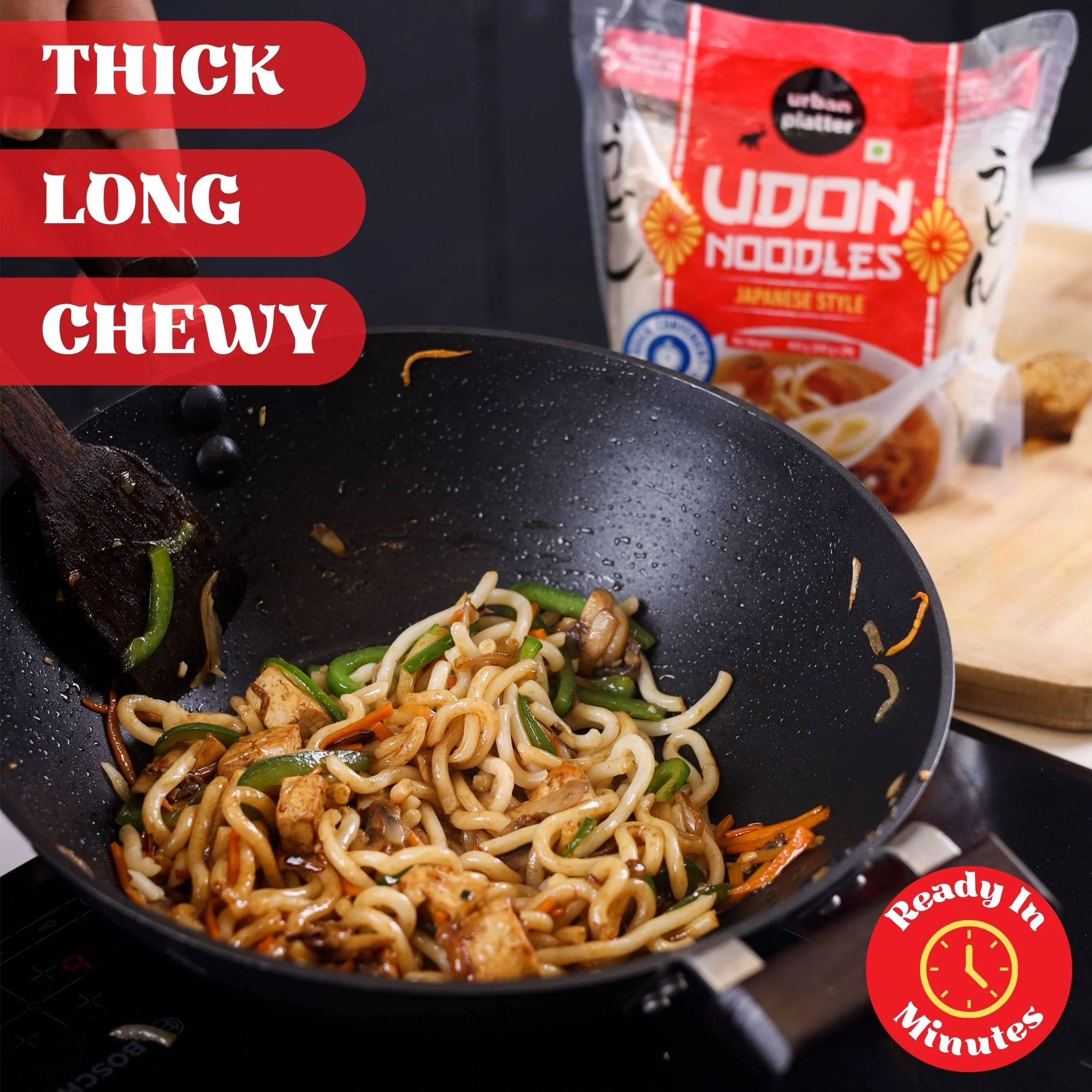 Thick Udon Noodles, 400g (2N x 200g | Ready to Use | Use in Ramen and Stir Fries) - Image 9