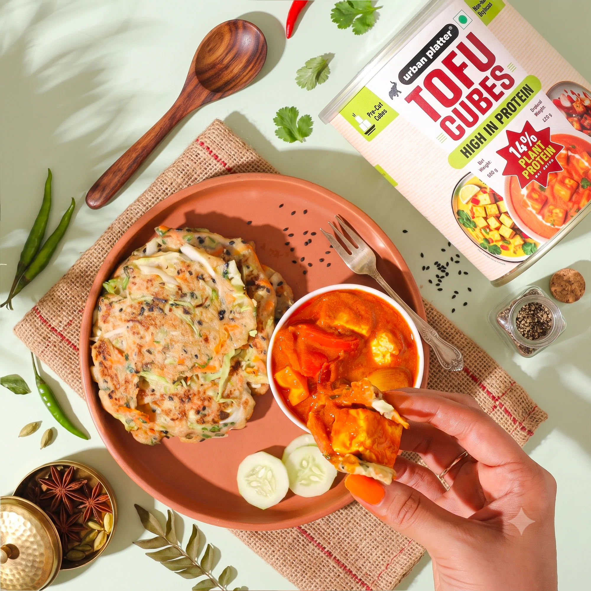 Tofu Cubes, 800g (Drained Weight - 450g | Firm Tofu in Brine | 14% Plant Protein | Pre-Cut Cubes for Stir-Fries, Curries, Salads & Soups ) - Image 10