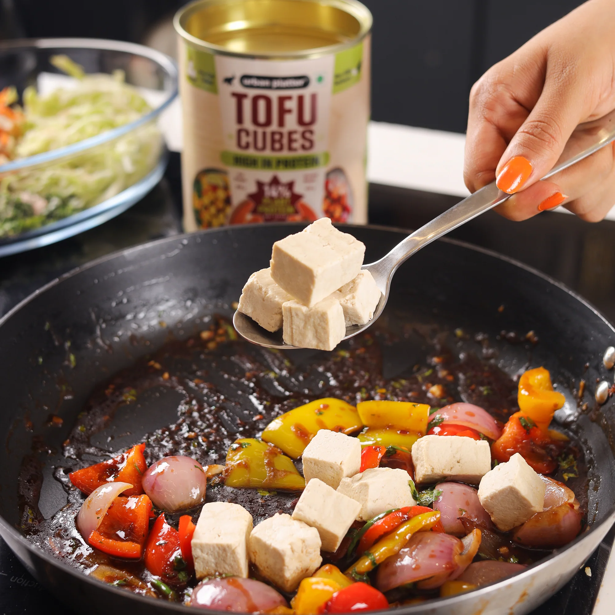 Tofu Cubes, 800g (Drained Weight - 450g | Firm Tofu in Brine | 14% Plant Protein | Pre-Cut Cubes for Stir-Fries, Curries, Salads & Soups ) - Image 4