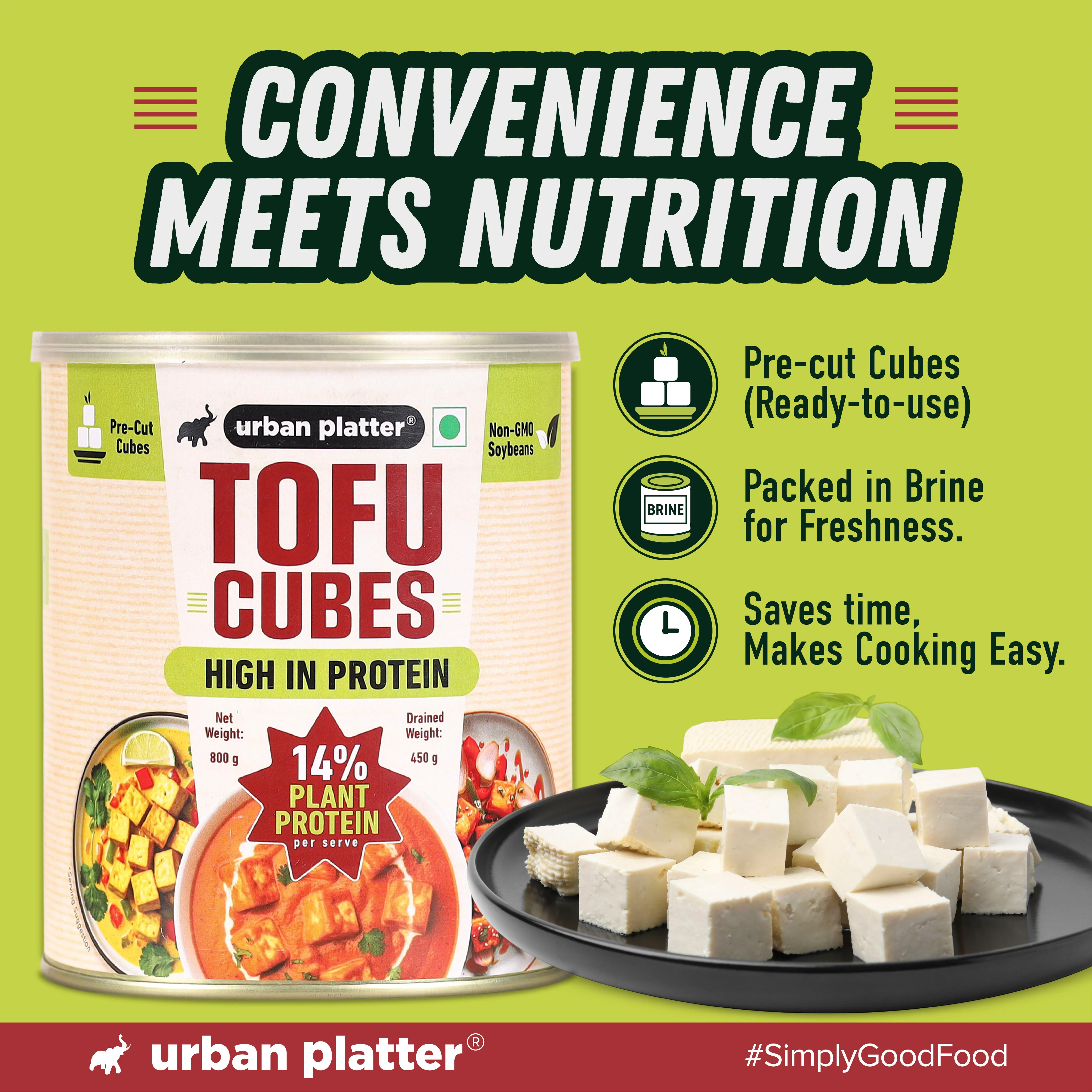 Tofu Cubes, 800g (Drained Weight - 450g | Firm Tofu in Brine | 14% Plant Protein | Pre-Cut Cubes for Stir-Fries, Curries, Salads & Soups ) - Image 5