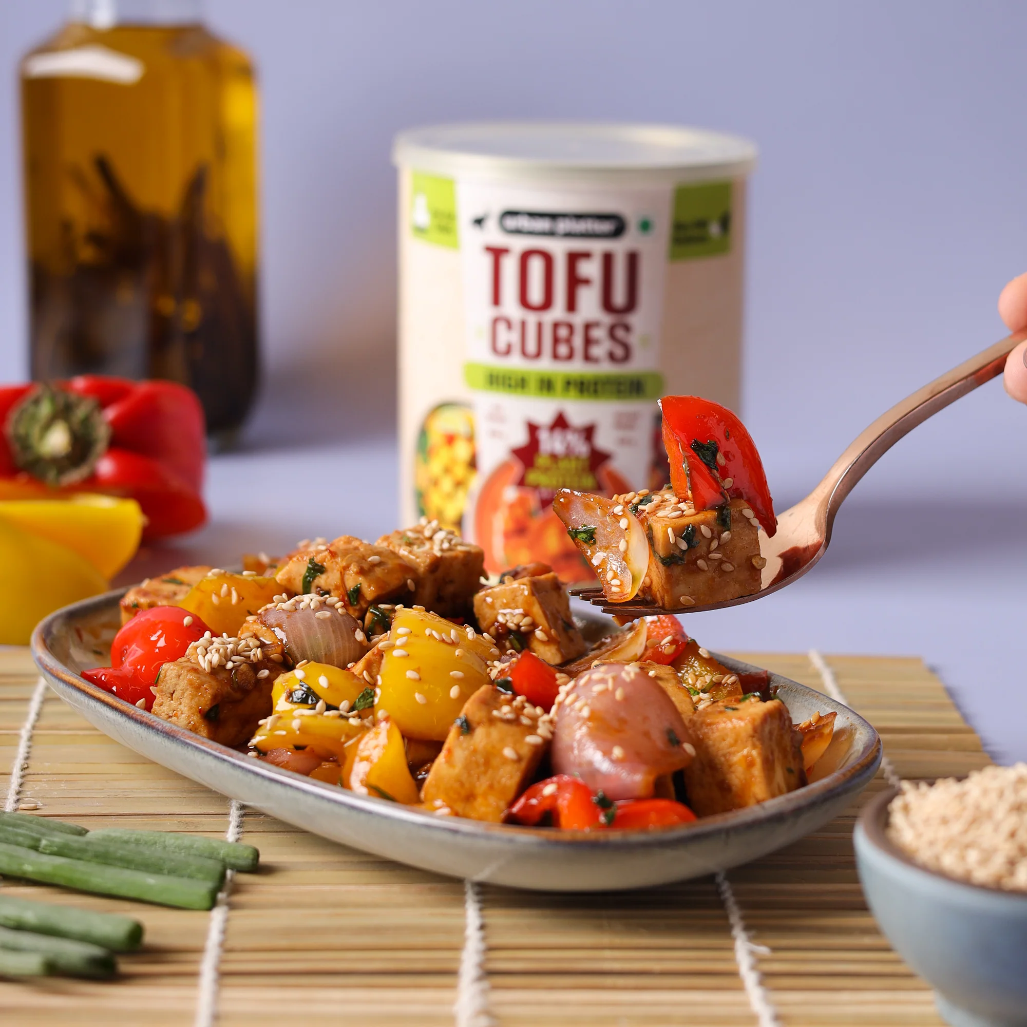 Tofu Cubes, 800g (Drained Weight - 450g | Firm Tofu in Brine | 14% Plant Protein | Pre-Cut Cubes for Stir-Fries, Curries, Salads & Soups ) - Image 6