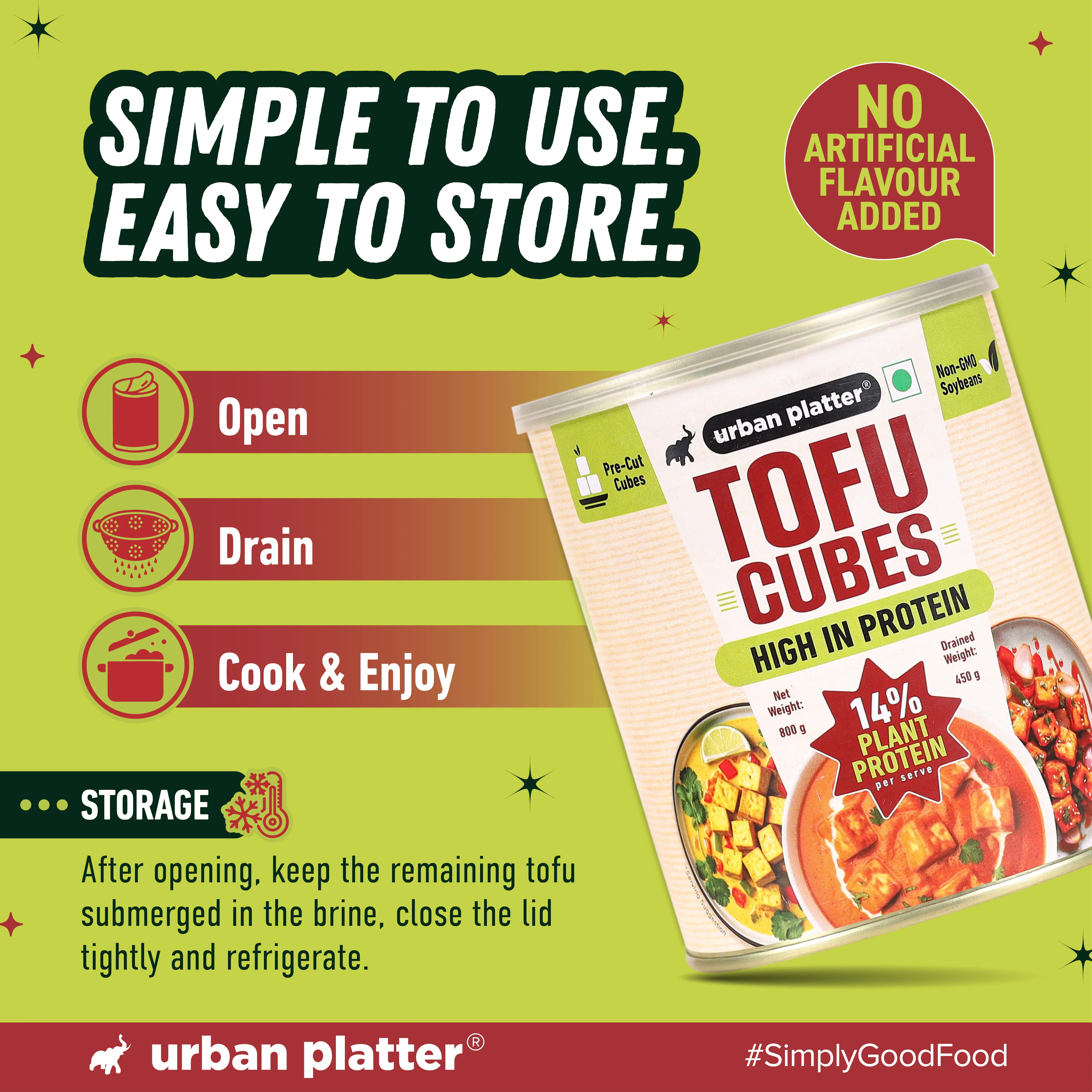 Tofu Cubes, 800g (Drained Weight - 450g | Firm Tofu in Brine | 14% Plant Protein | Pre-Cut Cubes for Stir-Fries, Curries, Salads & Soups ) - Image 7