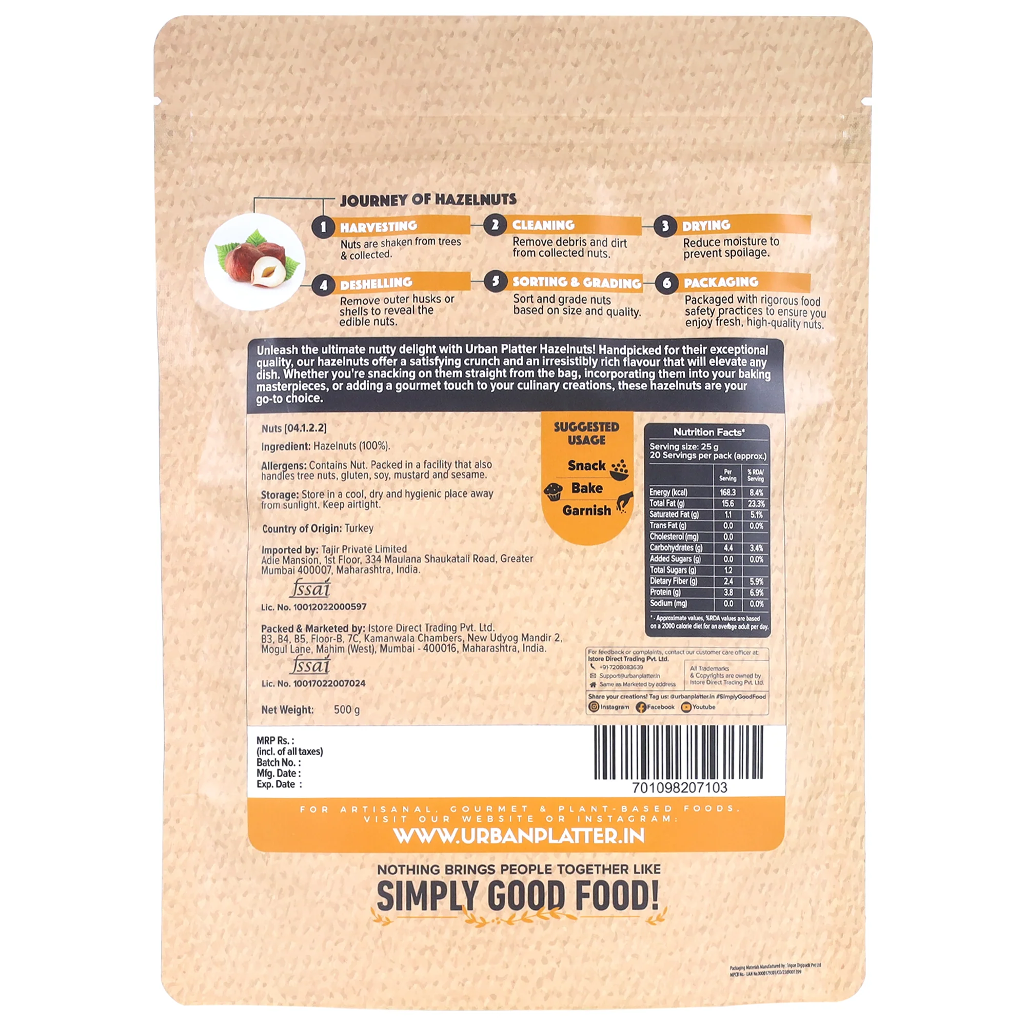 Exotic Hazelnut Kernels, 500g (Protein & Fibre-Rich | Nutrient-Dense | Perfect for Snacking & Desserts) - Image 2