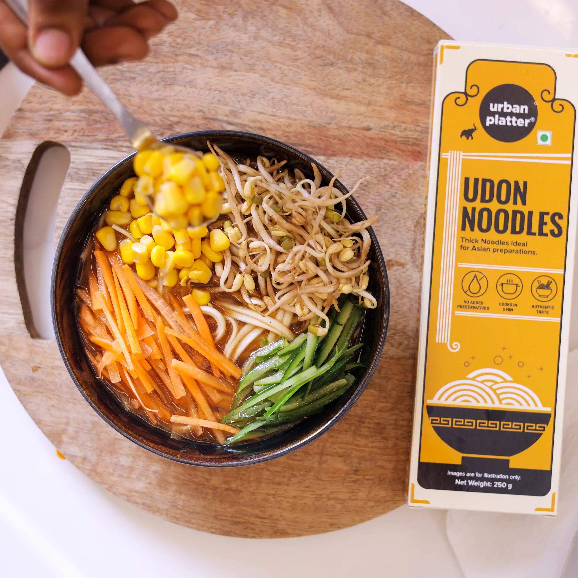 Udon Noodles, 250g (Thick Wheat Noodles, Ideal for Asian Preparations, No Added Preservatives) - Image 6