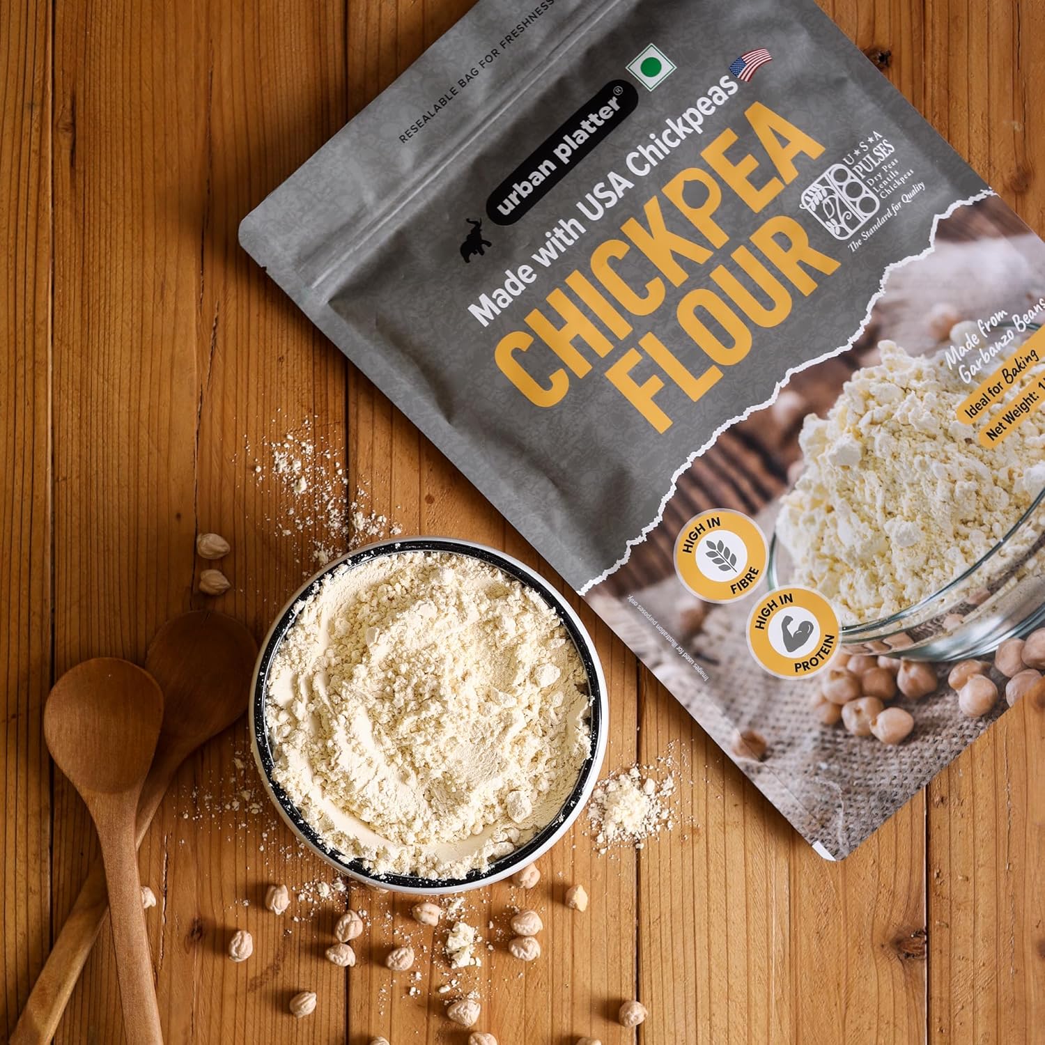 USA Chickpeas Flour, 1Kg (High in Fiber & Protein, Ideal for Baking, Gluten-free) - Image 5
