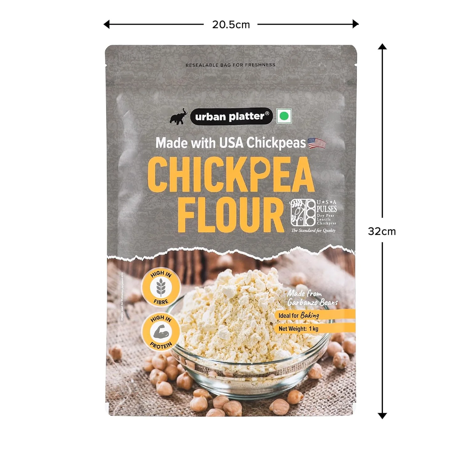 USA Chickpeas Flour, 1Kg (High in Fiber & Protein, Ideal for Baking, Gluten-free) - Image 6