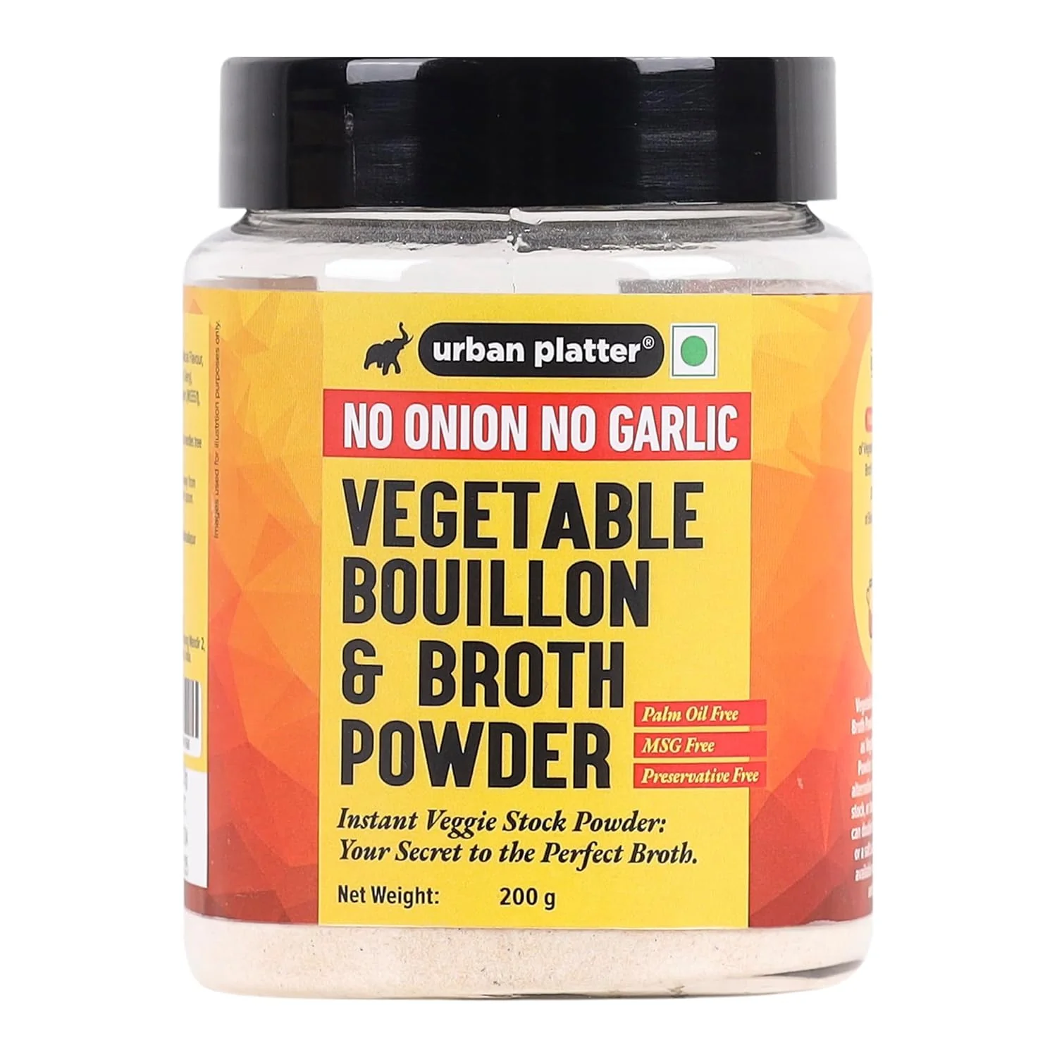 No Onion No Garlic Bouillon & Broth Powder, 200g (Plant-Based | Instant Vegetable Stock | Jain-Friendly | Umami-Rich)