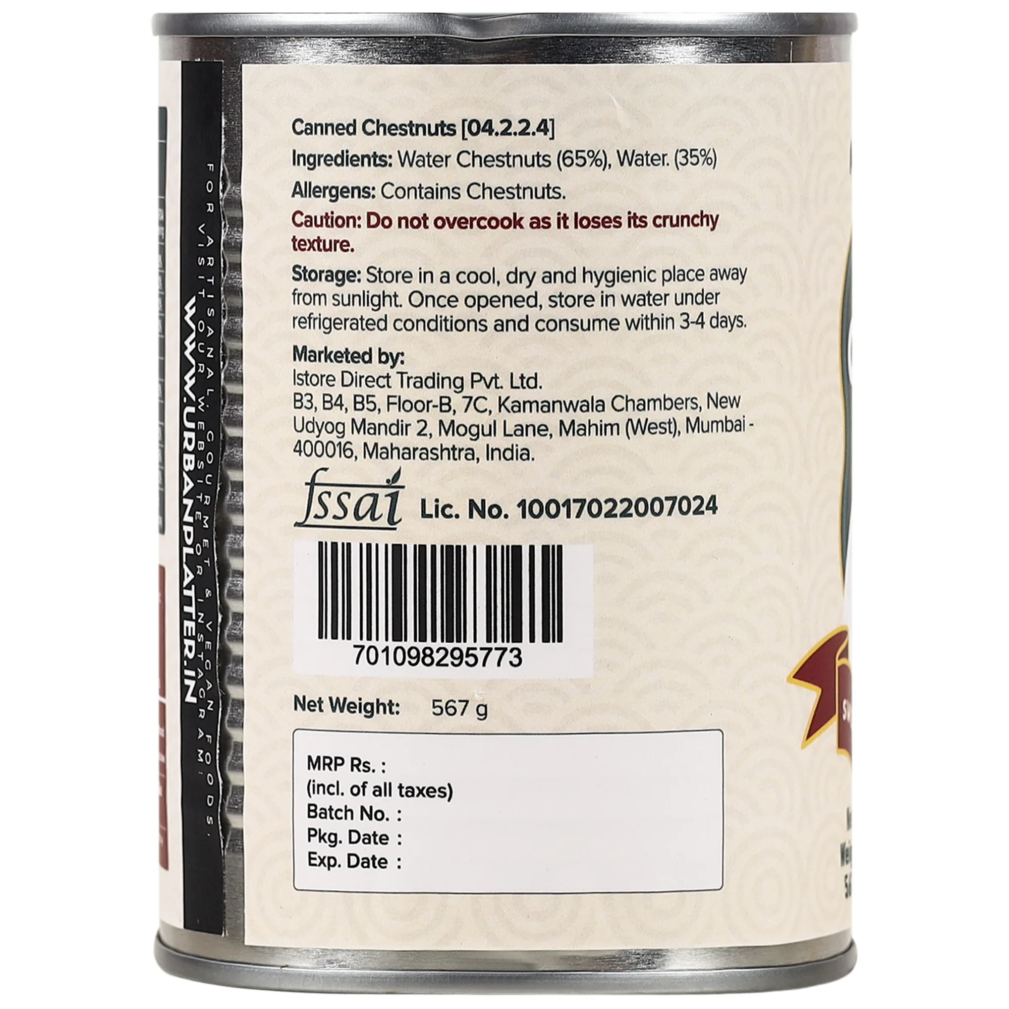 Water Chestnuts in Water, 567g (Drained Weight - 304g, Sweet, Tender, Ideal for Stir-Fries, Asian Dishes) - Image 2