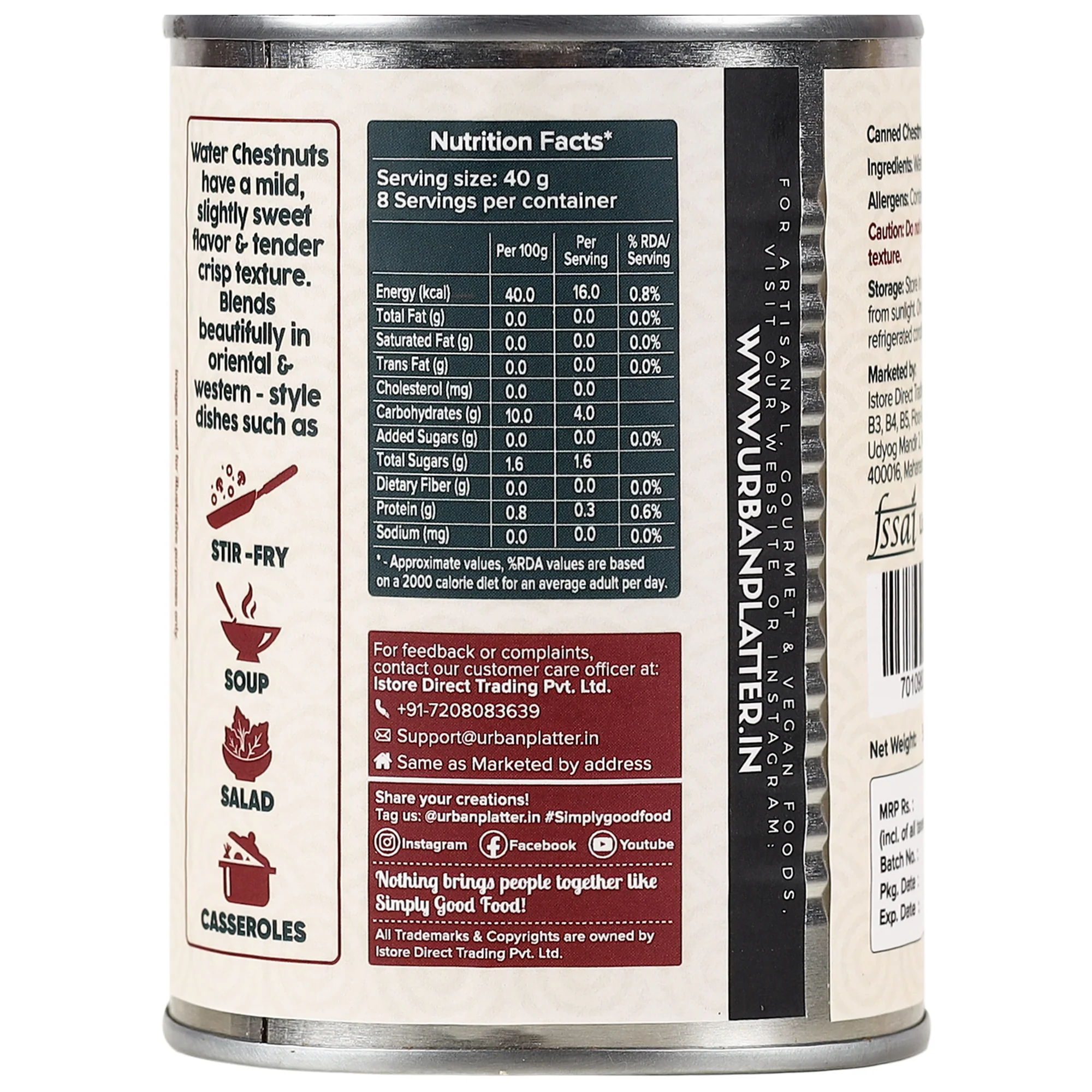Water Chestnuts in Water, 567g (Drained Weight - 304g, Sweet, Tender, Ideal for Stir-Fries, Asian Dishes) - Image 3