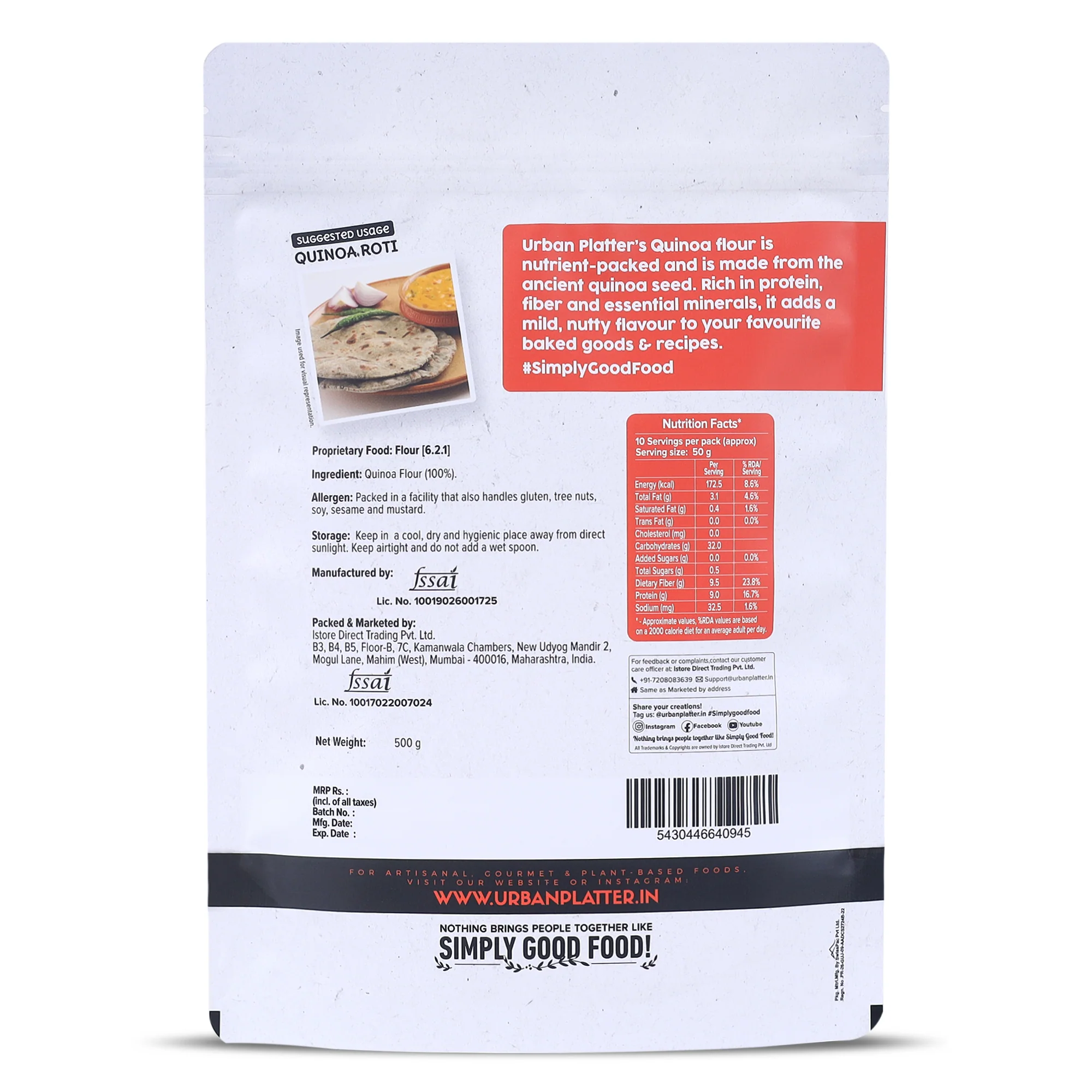 White Quinoa Flour, 500g (Naturally Gluten-free, High in Protein & Fibre, Ideal for Baking) - Image 2