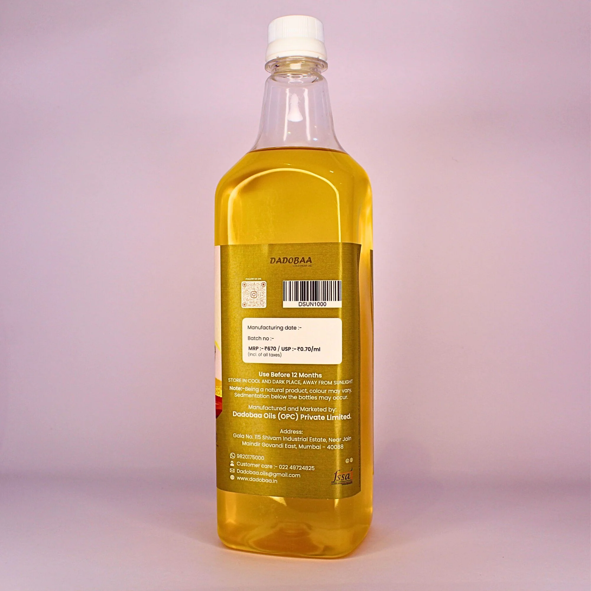 Wood Pressed Sunflower Oil, 950 ml - Image 3