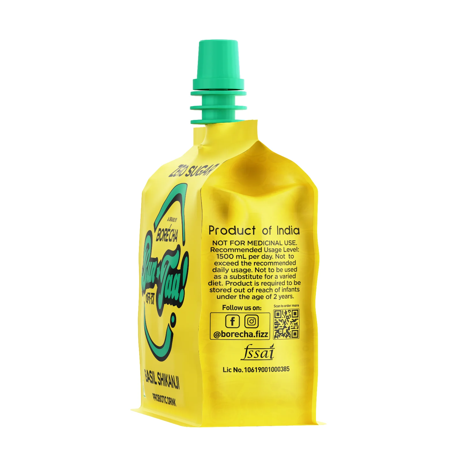Zero Sugar Probiotic Basil Shikanji Bun-taa! Series Doy Pouch, 200ml - Image 3